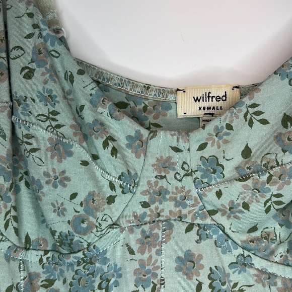 Aritzia Wilfred Bustier Long Tank  w/Adjustable Straps Sz XS Mint Green floral - Picture 2 of 9